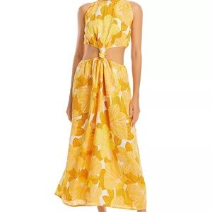 Faithfull the Brand Cutout Floral Linen Maxi Dress